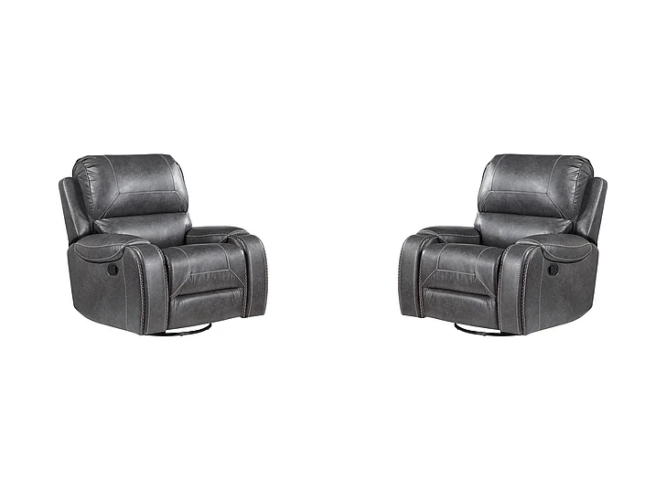 Steve Silver Keily Manual Swivel Glider Recliner in Dove Grey KE800CG (Set of 2)