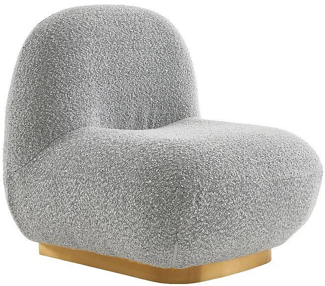 Meridian Liam Boucle Fabric Accent Chair in Grey Boucle Fabric 531Grey