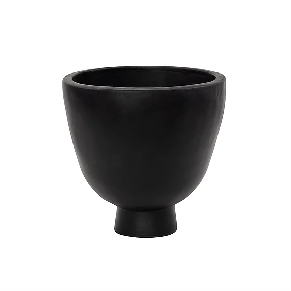 UMA Black Ceramic Large Decorative Bowl with Elevated Base 20033