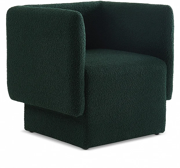 Meridian Vera Boucle Fabric Accent Chair in Green Boucle Fabric 575Green