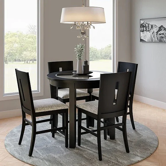 Jofran Urban Icon 6pc Round Dining Table Set in Black