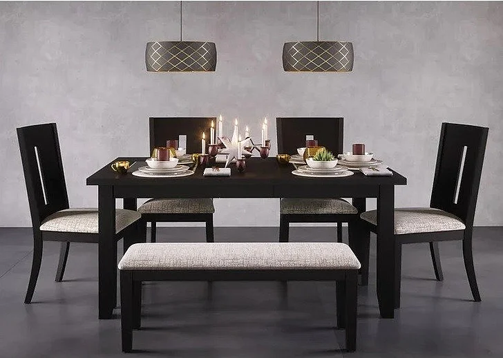 Jofran Urban Icon 7pc Extension Dining Table Set in Black