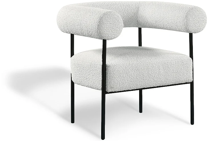 Meridian Blake Boucle Fabric Accent Chair in Cream Boucle Fabric 527Cream