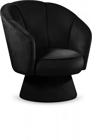 Meridian Swanson Velvet Accent Chair in Black Velvet 545Black-C