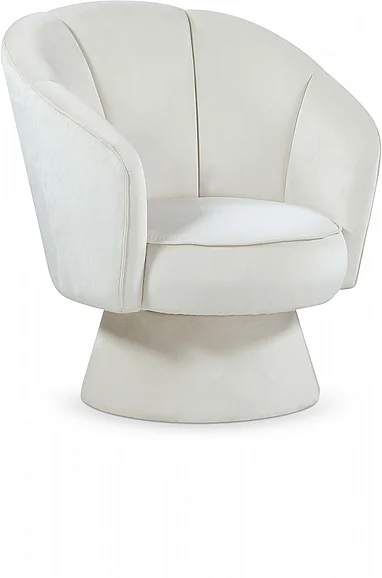 Meridian Swanson Velvet Accent Chair in Cream Velvet 545Cream-C
