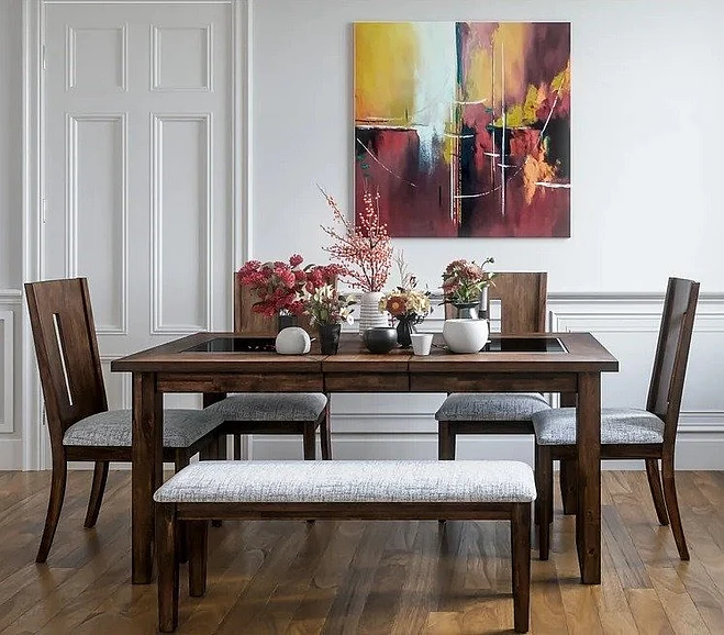 Jofran Urban Icon 7pc Extension Dining Table Set in Merlot