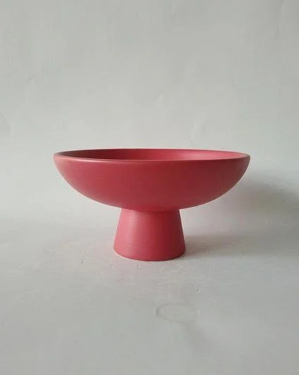 Uma Ceramic Large Decorative Bowl with Elevated Base in Red 20060