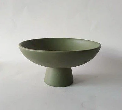 Uma Green Ceramic Large Decorative Bowl with Elevated Base 20065