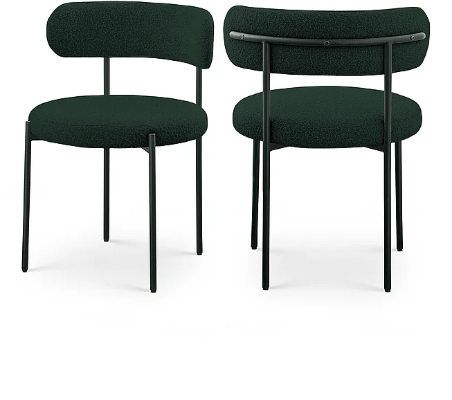 Meridian Beacon Boucle Fabric Dining Chair in Green Boucle Fabric 880Green-C