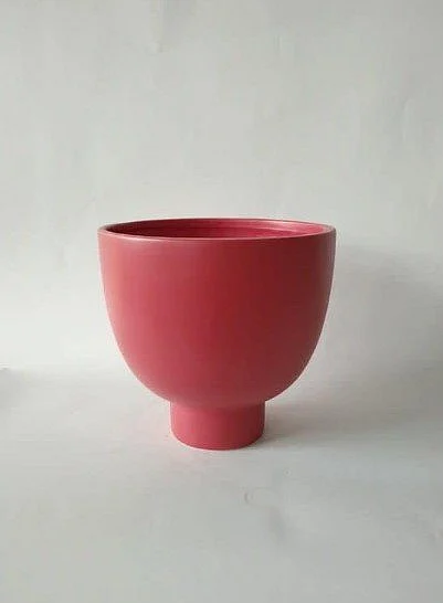 Uma Red Ceramic Large Decorative Bowl with Elevated Base (Set of 2) 20089