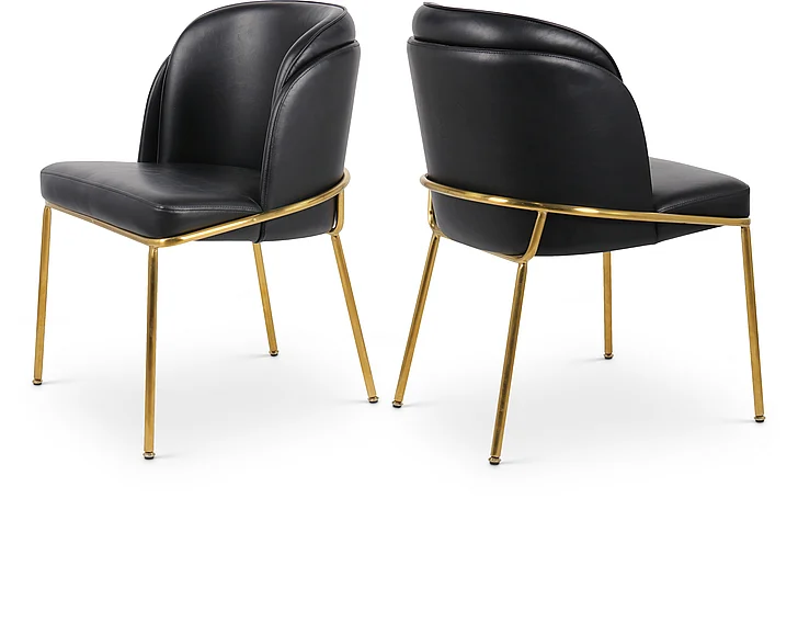 Meridian Jagger Faux Leather Dining Chair in Black Faux Leather 882Black-C