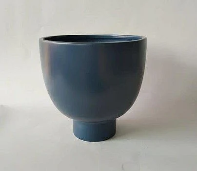 Uma Dark Blue Ceramic Large Decorative Bowl with Elevated Base 20090