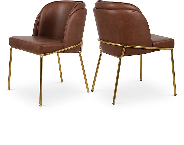 Meridian Jagger Faux Leather Dining Chair in Brown Faux Leather 882Brown-C