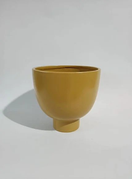 UMA Ceramic Large Decorative Bowl with Elevated Base in Yellow 20093