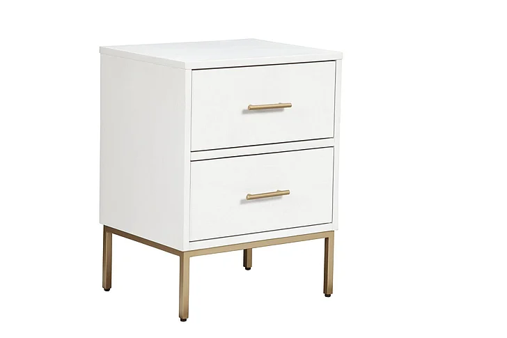 Alpine Furniture Madelyn Two Drawer Nightstand in White 2010-02