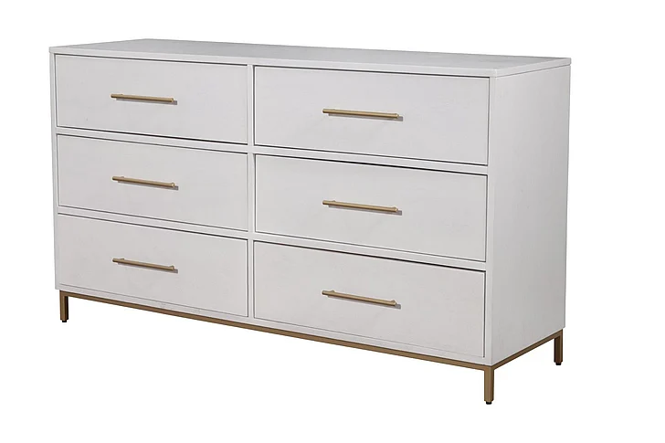 Alpine Furniture Madelyn Six Drawer Dresser in White 2010-03