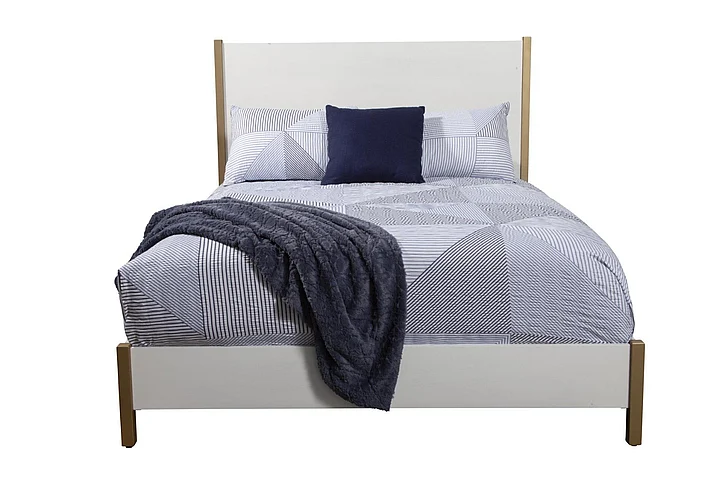 Alpine Furniture Madelyn Cal King Panel Bed in White 2010-07CK