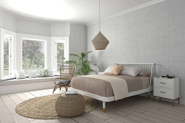 Alpine Furniture Madelyn 2-Piece Full Slat Back Platform Bedroom Set in White