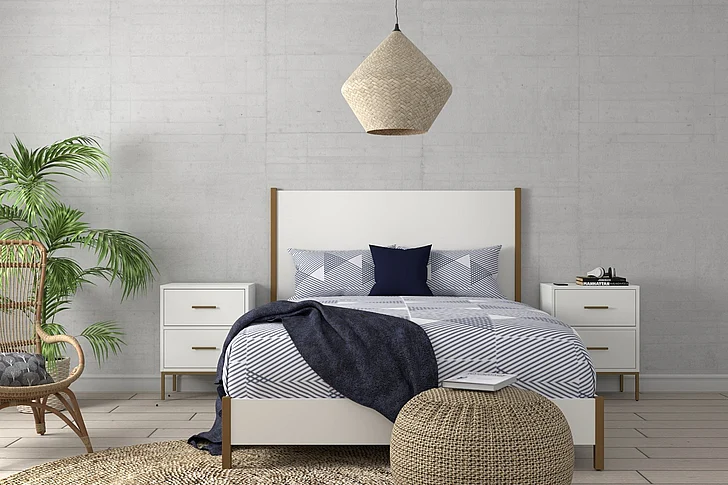 Alpine Furniture Madelyn 2-Piece Panel Bedroom Set in White