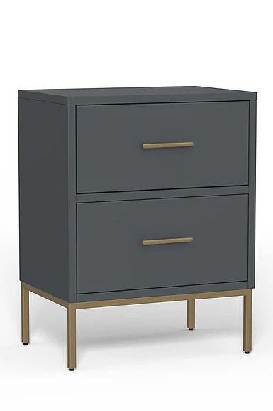 Alpine Furniture Madelyn Two Drawer Nightstand in Slate Gray in Slate Gray 2010G-02