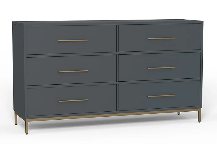 Alpine Furniture Madelyn Six Drawer Dresser in Slate Gray in Slate Gray 2010G-03