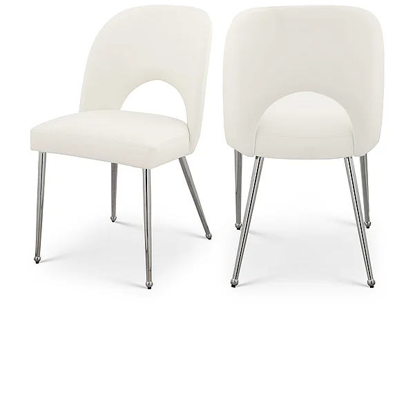 Meridian Logan Faux Leather Dining Chair in Cream Faux Leather 999Cream-C