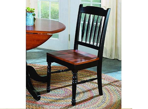 British Isles Slatback Side Chair in Oak/Black (Set of 2) BRIOB267K