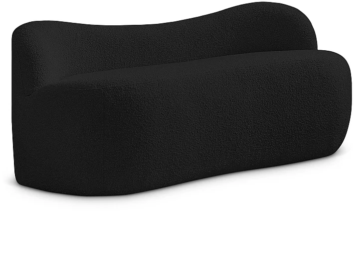 Meridian Flair Boucle Fabric Bench in Black Boucle Fabric 119Black