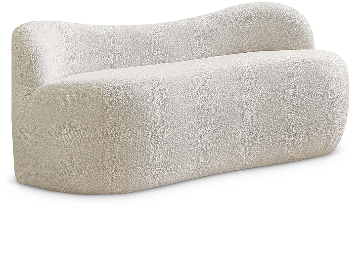 Meridian Flair Boucle Fabric Bench in Cream Boucle Fabric 119Cream