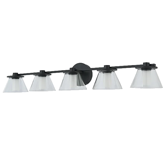 Abra 5 Light Clear and Opal Glass Vanity in Black 20129WV-BL-Cone