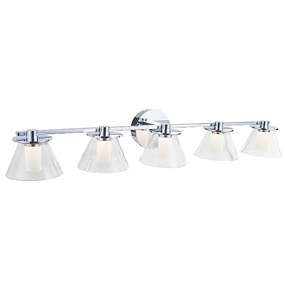 Abra 5 Light Clear and Opal Glass Vanity in Chrome 20129WV-CH-Cone