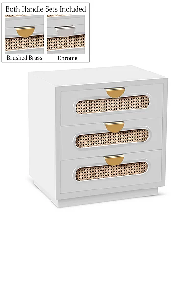 Meridian Cane Nightstand in White 814White-NS
