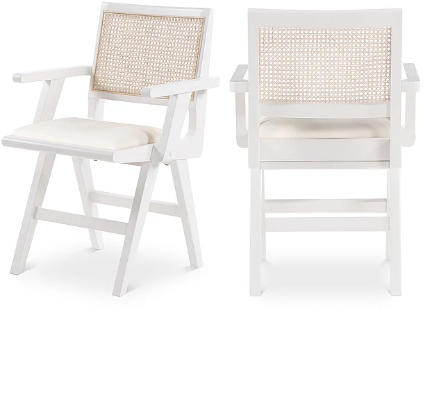 Meridian Abby Arm Chair in Cream Faux Leather 897White-AC
