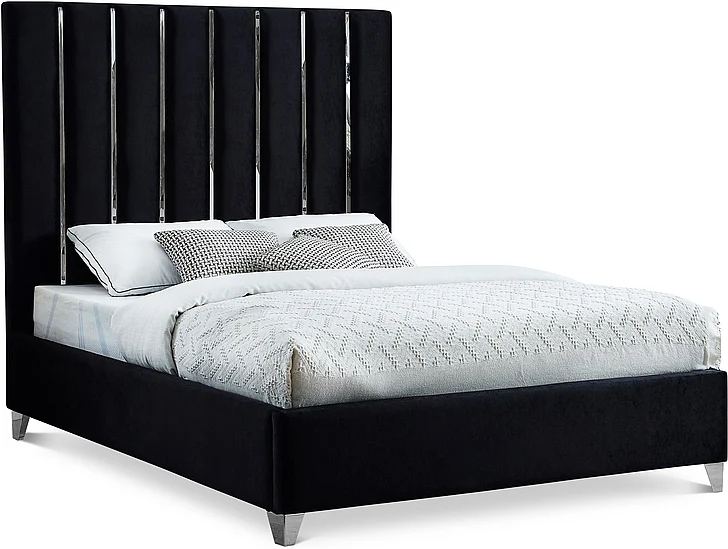Meridian Enzo Velvet King Bed in Black Velvet EnzoBlack-K