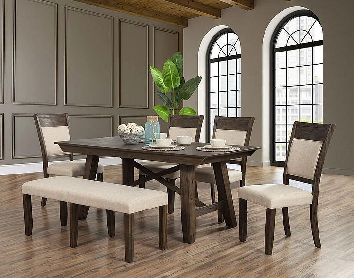 Alpine Furniture Brayden 6-Piece Rectangular Dining Table Set in Espresso