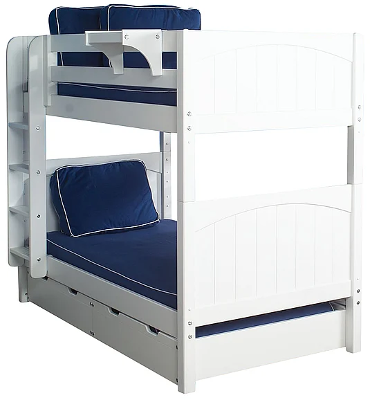 Maxtrix Bare Bone Twin Size Medium Bunk (2 Low/2 High) Panel Bed with Straight Ladder in White GET ITWP
