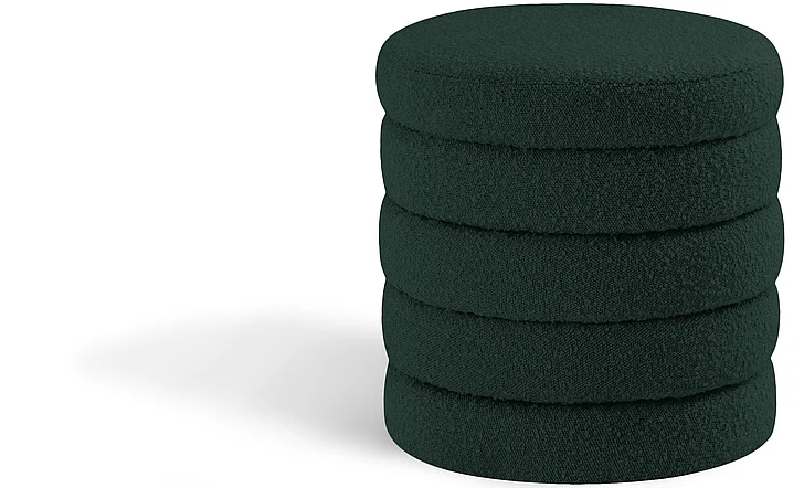 Meridian Aphia Boucle Fabric Ottoman | Stool in Green Boucle Fabric 153Green