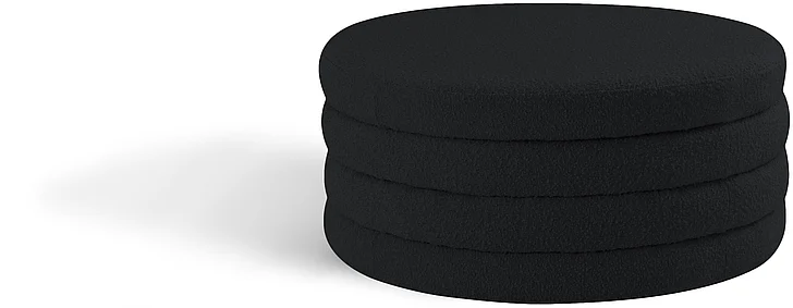 Meridian Aphia Boucle Fabric Ottoman | Coffee Table in Black Boucle Fabric 154Black