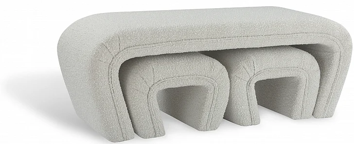 Meridian Odelia Boucle Fabric Bench in Cream Boucle Fabric 155Cream