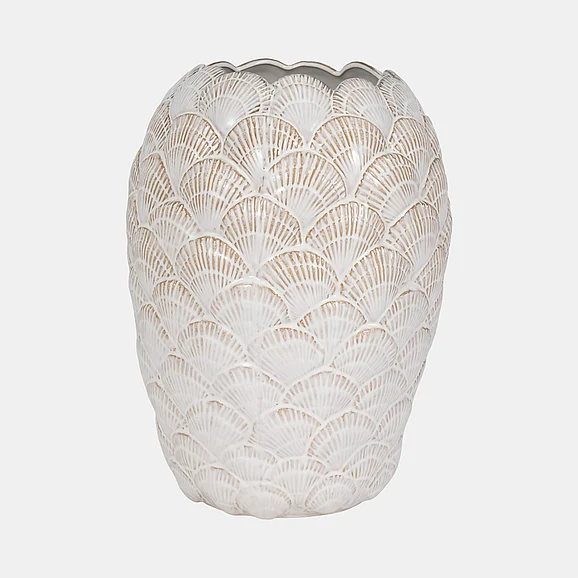 Sagebrook Home 17" Seashells Vase, White 20217