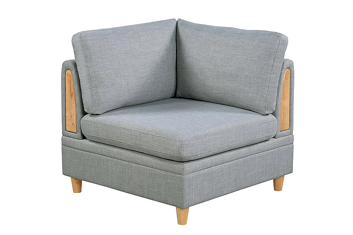 Corner Wedge Light Grey Dorris Fabric 1Pc Cushion Wedge Sofa FedEx/UPS