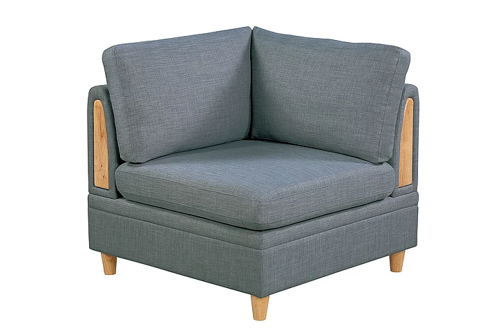 Corner Wedge Steel Color Dorris Fabric 1Pc Cushion Wedge Sofa FedEx/UPS