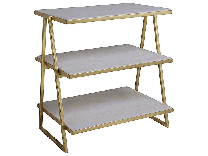 Artistica Home Signature Designs Cumulus Triangular Tier Table in Gold Foil 2024-958