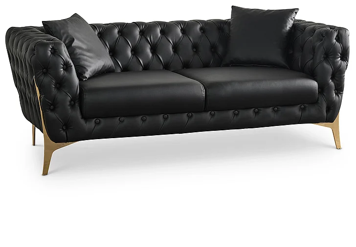 Meridian Aurora Faux Leather Loveseat in Black Faux Leather 682Black-L