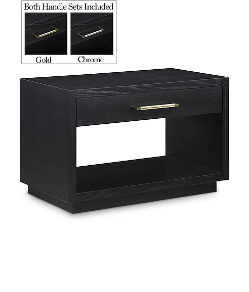 Meridian Avery Oak Veneer Nightstand in Black Wood Veneer 872Black-NS