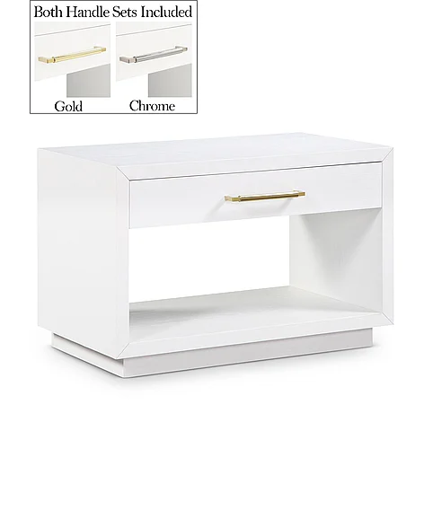 Meridian Avery Oak Veneer Nightstand in White Wood Veneer 872White-NS