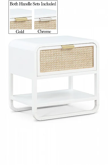 Meridian Sage Nightstand in White Wood Veneer 873White-NS