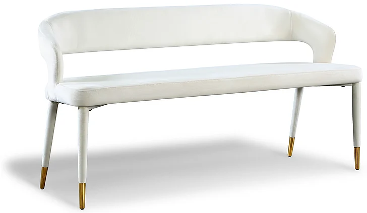 Meridian Destiny Velvet Bench in Cream Velvet 582Cream