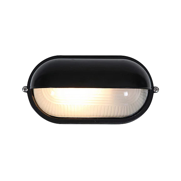 Access Lighting Nauticus 1 Light Outdoor Bulkhead in Black/Frosted 20291-BL/FST