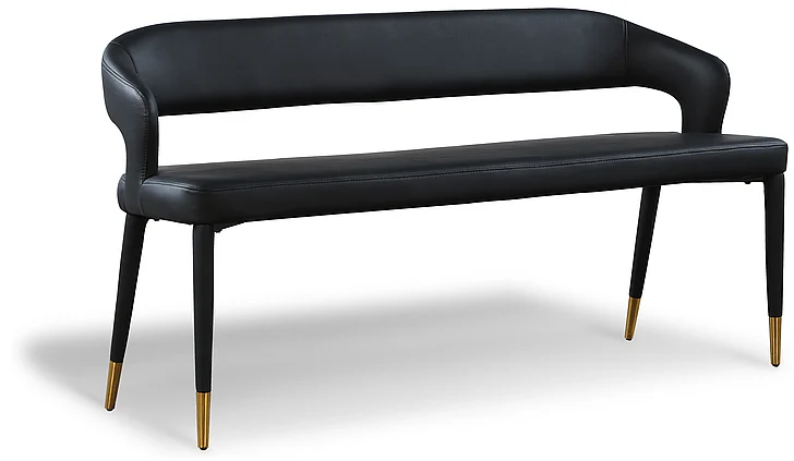 Meridian Destiny Faux Leather Bench in Black Faux Leather 583Black
